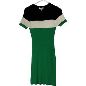 Women’s NOBO Sweater Shirt Dress Short Sleeve Large  Colorblock Stretch 8155